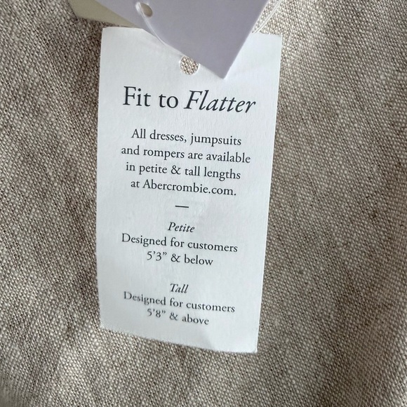 NWT Abercrombie & Fitch Linen Blend Ruched Square Neck Mini Dress Beige Size S - Picture 9 of 16